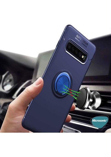 Samsung Galaxy S10 Kılıf Kickstand Ring Holder Kırmızı