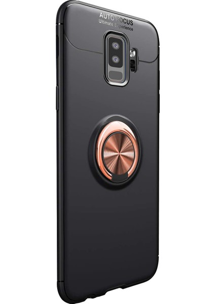 Samsung Galaxy S9 Plus Kılıf Kickstand Ring Holder Siyah Rose