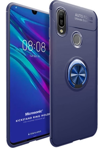 Huawei Honor 8A Kılıf Kickstand Ring Holder Lacivert