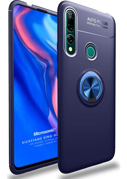 Huawei Honor 9X Kılıf Kickstand Ring Holder Lacivert