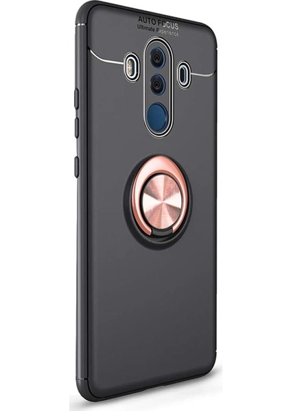 Huawei Mate 10 Pro Kılıf Kickstand Ring Holder Siyah Rose