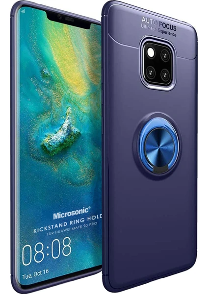 Huawei Mate 20 Pro Kılıf Kickstand Ring Holder Lacivert