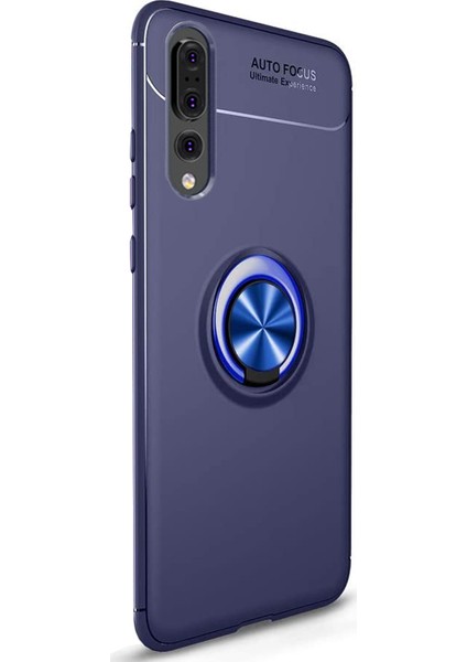 Huawei P20 Pro Kılıf Kickstand Ring Holder Lacivert