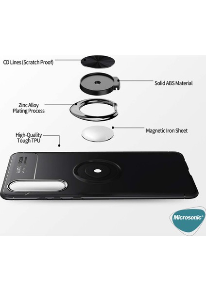 Huawei P30 Kılıf Kickstand Ring Holder Siyah