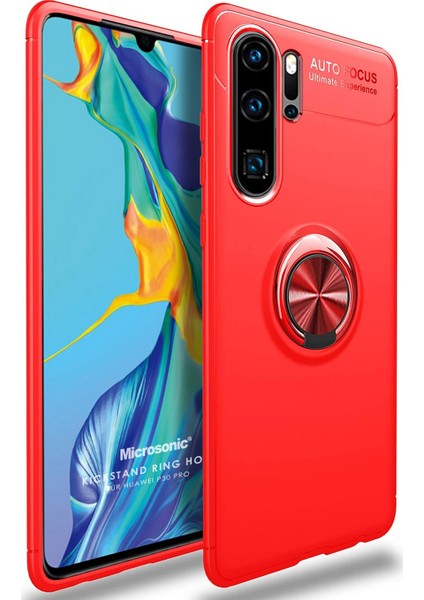 Huawei P30 Pro Kılıf Kickstand Ring Holder Kırmızı