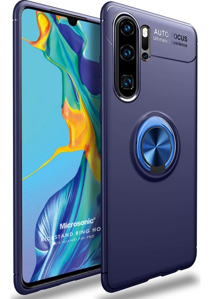 Huawei P30 Pro Kılıf Kickstand Ring Holder Lacivert