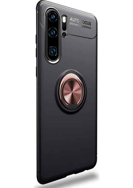 Huawei P30 Pro Kılıf Kickstand Ring Holder Siyah Rose