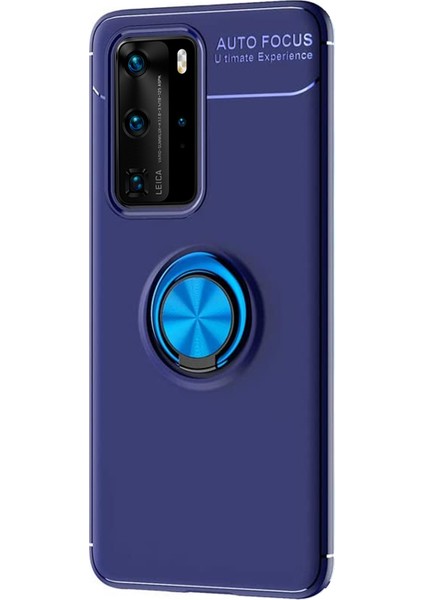 Huawei P40 Pro Kılıf Kickstand Ring Holder Lacivert