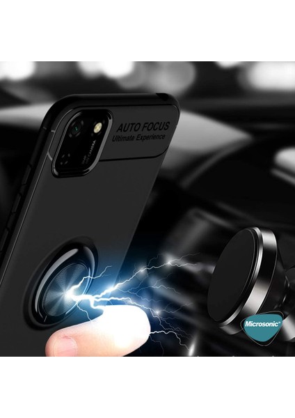 Huawei Y5P Kılıf Kickstand Ring Holder Siyah modelleri