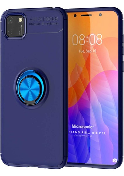 Huawei Y5P Kılıf Kickstand Ring Holder Lacivert