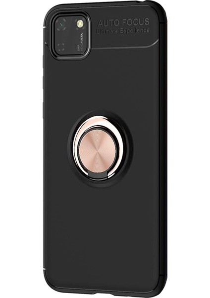 Huawei Y5P Kılıf Kickstand Ring Holder Siyah Rose fiyatları