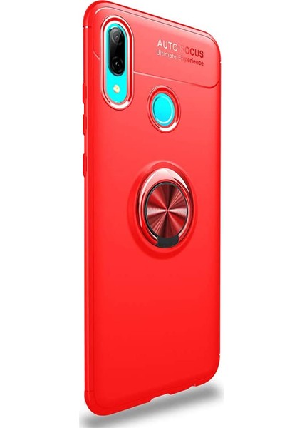 Huawei Y7 Prime 2019 Kılıf Kickstand Ring Holder Kırmızı