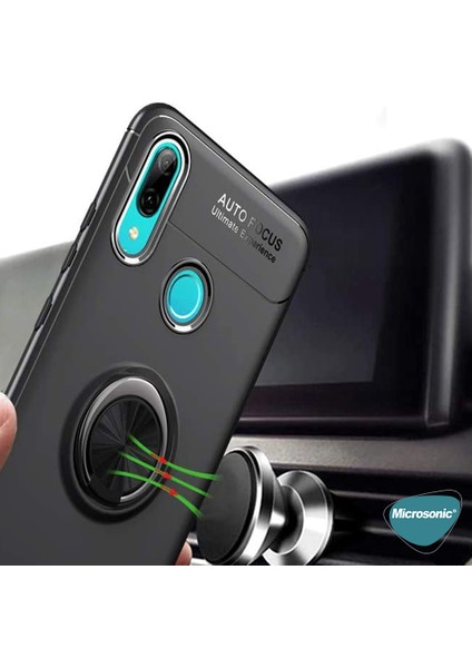 Huawei Y7 Prime 2019 Kılıf Kickstand Ring Holder Kırmızı