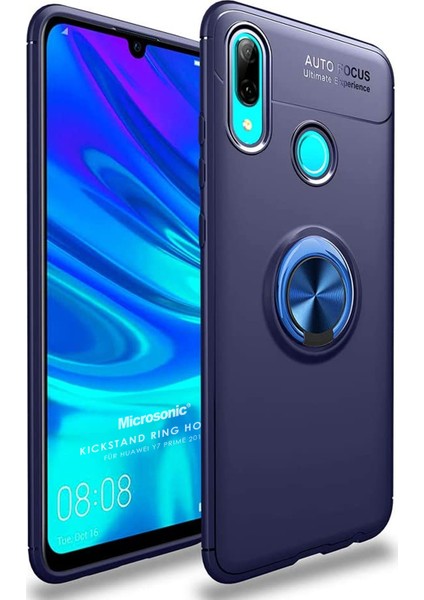 Huawei Y7 Prime 2019 Kılıf Kickstand Ring Holder Lacivert