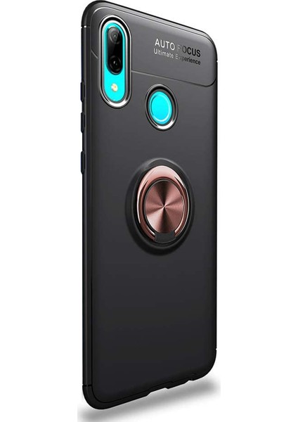 Huawei Y7 Prime 2019 Kılıf Kickstand Ring Holder Siyah Rose fiyatları