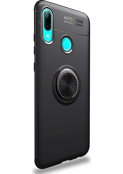 Huawei Y7 Prime 2019 Kılıf Kickstand Ring Holder Siyah
