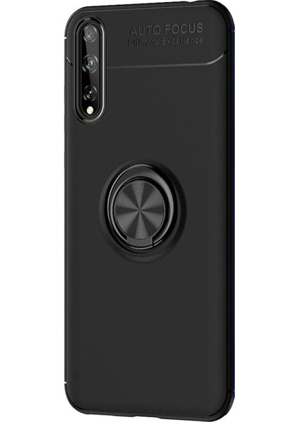 Huawei Y8P Kılıf Kickstand Ring Holder Siyah