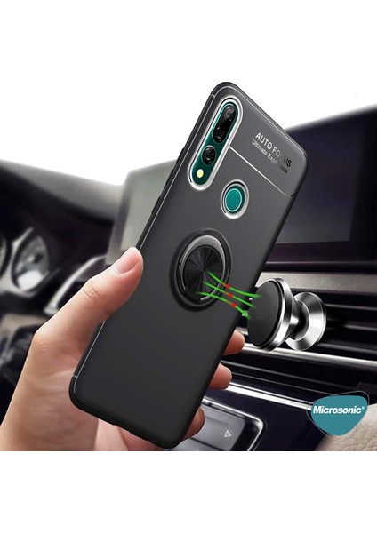 Huawei Y9 Prime 2019 Kılıf Kickstand Ring Holder Kırmızı