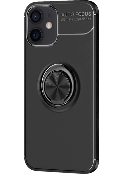 Apple iPhone 12 Mini Kılıf Kickstand Ring Holder Siyah