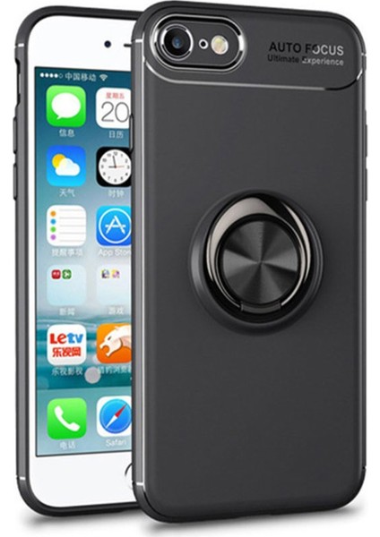 Apple iPhone 6 Kılıf Kickstand Ring Holder Siyah