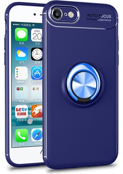 Apple iPhone 7 Kılıf Kickstand Ring Holder Lacivert