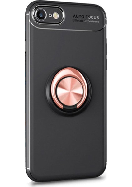 Apple iPhone SE 2020 Kılıf Kickstand Ring Holder Siyah Rose