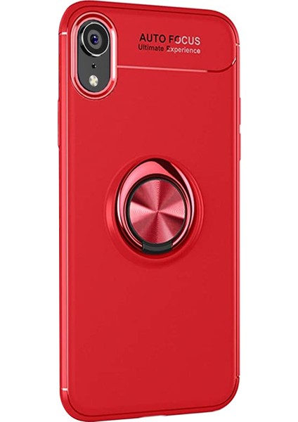 Apple iPhone XR Kılıf Kickstand Ring Holder Kırmızı