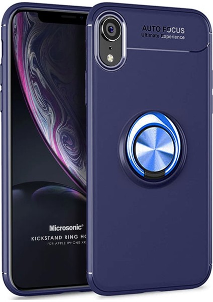 Apple iPhone XR Kılıf Kickstand Ring Holder Lacivert