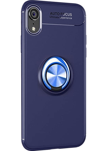 Apple iPhone XR Kılıf Kickstand Ring Holder Lacivert