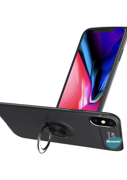 Apple iPhone XS Kılıf Kickstand Ring Holder Kırmızı