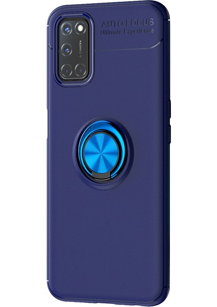 Oppo A52 Kılıf Kickstand Ring Holder Lacivert