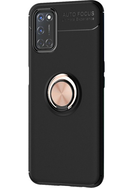 Oppo A72 Kılıf Kickstand Ring Holder Siyah Rose