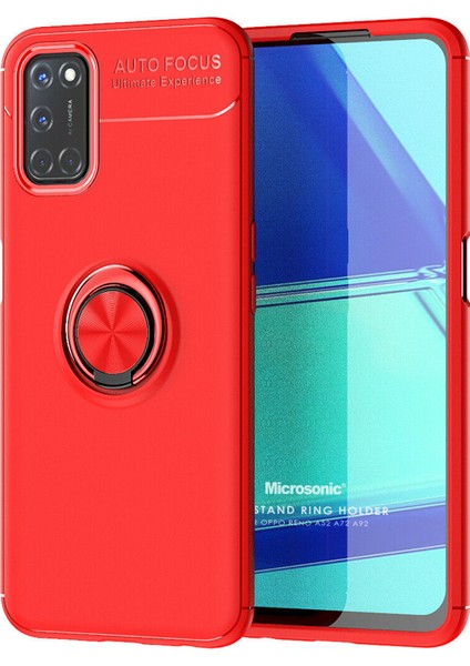 Oppo A92 Kılıf Kickstand Ring Holder Kırmızı