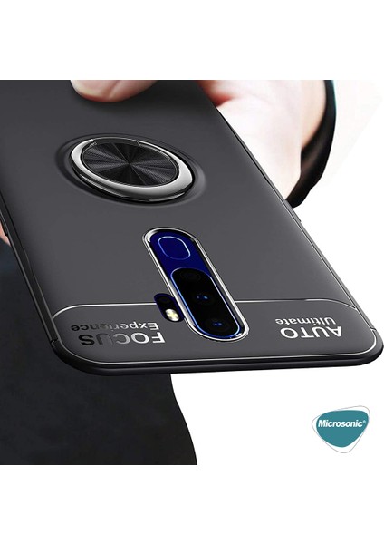 Oppo A9 2020 Kılıf Kickstand Ring Holder Siyah