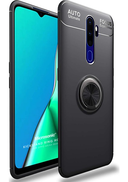Oppo A9 2020 Kılıf Kickstand Ring Holder Siyah