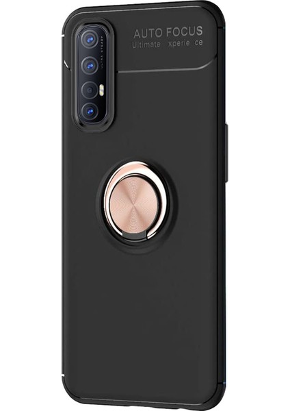 Oppo Reno 3 Pro Kılıf Kickstand Ring Holder Siyah Rose