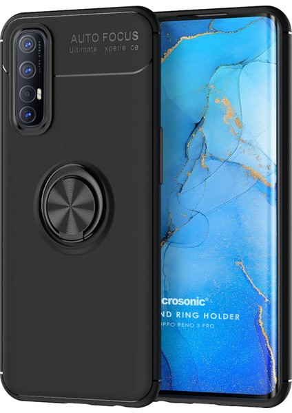 Oppo Reno 3 Pro Kılıf Kickstand Ring Holder Siyah