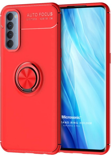 Oppo Reno 4 Pro Kılıf Kickstand Ring Holder Kırmızı