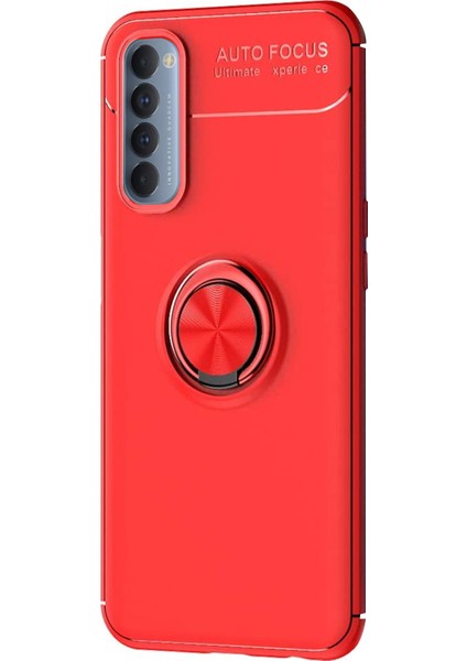 Oppo Reno 4 Pro Kılıf Kickstand Ring Holder Kırmızı
