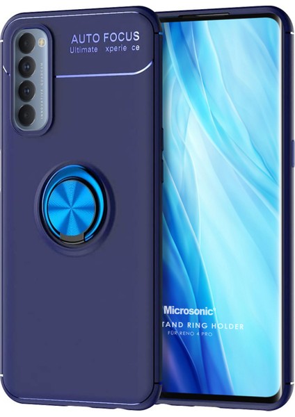 Oppo Reno 4 Pro Kılıf Kickstand Ring Holder Lacivert