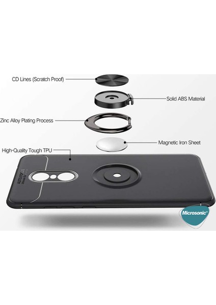 Xiaomi Redmi Note 4X Kılıf Kickstand Ring Holder Siyah