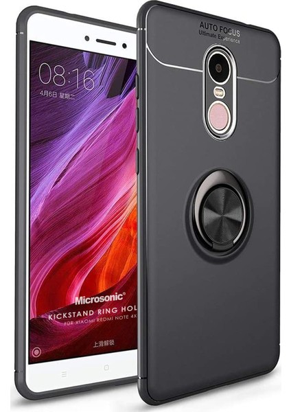 Xiaomi Redmi Note 4X Kılıf Kickstand Ring Holder Siyah