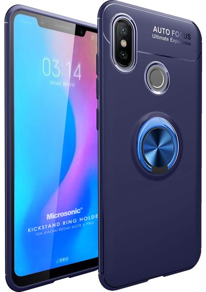 Xiaomi Redmi Note 6 Pro Kılıf Kickstand Ring Holder Lacivert