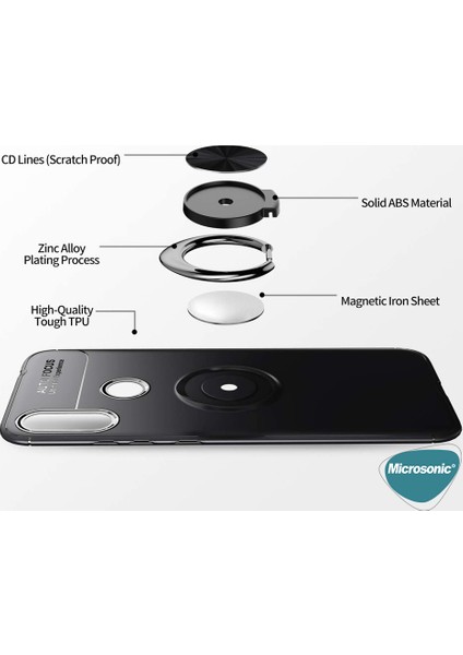 Xiaomi Redmi Note 7 Pro Kılıf Kickstand Ring Holder Kırmızı