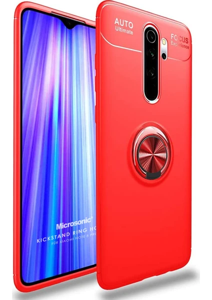 Xiaomi Redmi Note 8 Pro Kılıf Kickstand Ring Holder Kırmızı