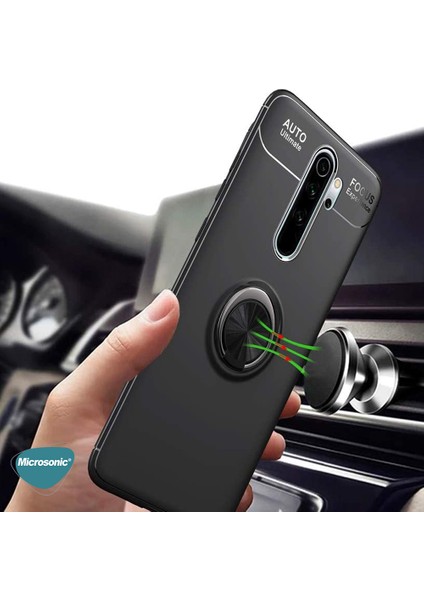 Xiaomi Redmi Note 8 Pro Kılıf Kickstand Ring Holder Kırmızı