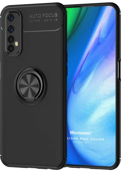 Realme 7 Kılıf Kickstand Ring Holder Siyah