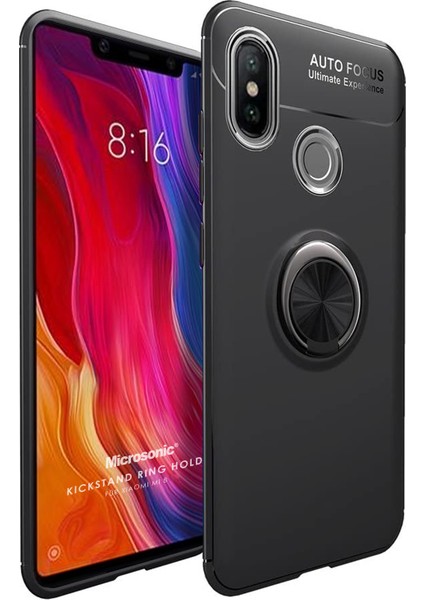 Xiaomi Mi 8 Kılıf Kickstand Ring Holder Siyah