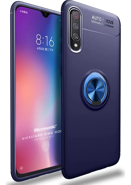 Xiaomi Mi 9 Kılıf Kickstand Ring Holder Lacivert