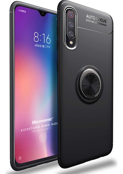 Xiaomi Mi 9 Kılıf Kickstand Ring Holder Siyah